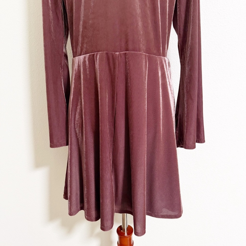 Express Ribbed Velvet Fit and Flare Dress - Picture 7 of 10